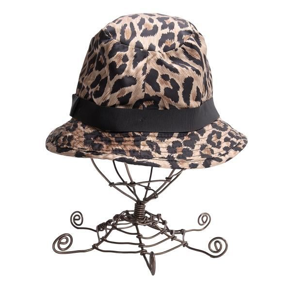 ドルチェ&ガッバーナDOLCE&GABBANA シルク混レオパード柄ハット 茶黒57