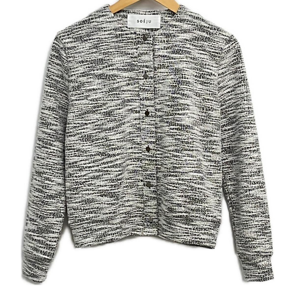 SOEJU ソージュ カーディガン サイズM レディース 白 黒 長袖