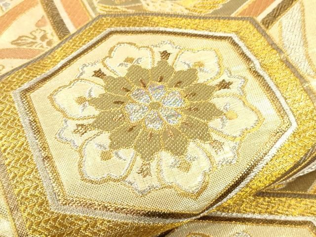 平和屋着物 六通柄袋帯 横段花文 金糸 逸品 CAAJ0456eg(仕立て上がり)