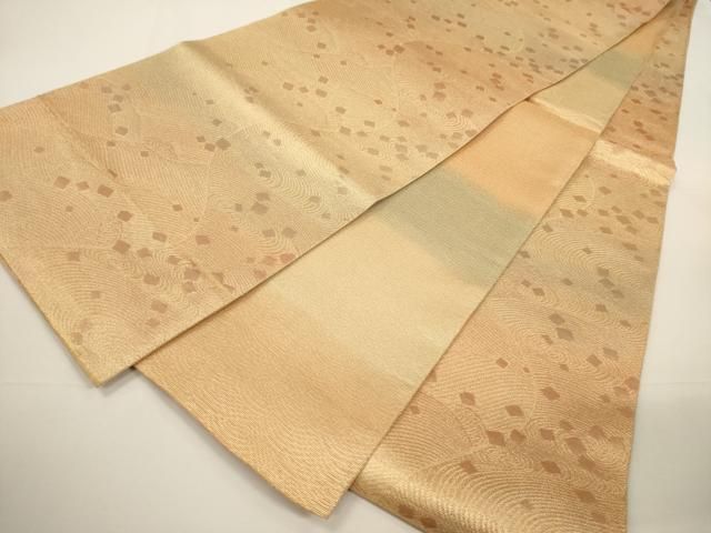 平和屋着物●両面　全通柄袋帯　菱文　抽象文様　金糸　正絹　逸品　DAAX8702cm 平和屋着物▽両面 全通柄袋帯 作家物 正倉院金綴 立波箔散らし文 金糸