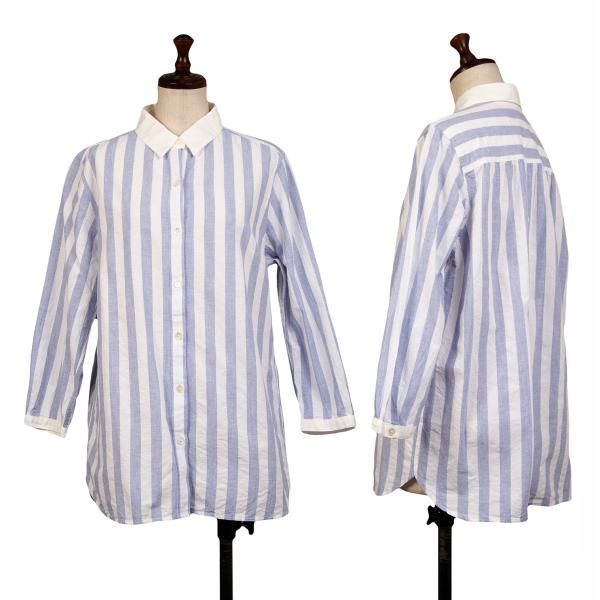 Mademoiselle NON NON【美品】リネン ブルー ストライプ ノンノ マドモアゼルノンノン NON NO Mademoiselle NON NON コットン