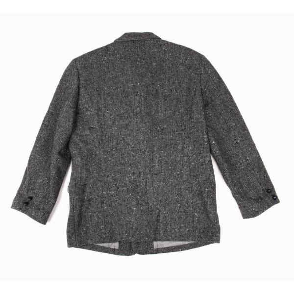 極美品 マドモアゼルノンノン くるみボタン ダブルウールコート グレー38 40 マドモアゼルノンノンMademoiselle NON NON ヘリンボーンツイード