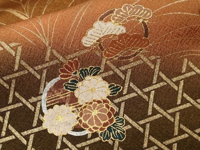 平和屋着物□訪問着 芒籠目花丸文 暈し染め 金彩 正絹 逸品 CAAZ5387ev