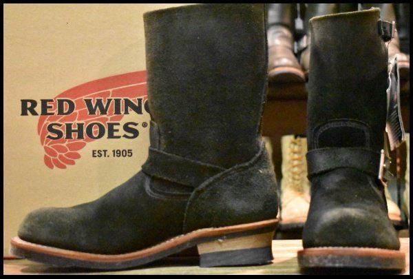 8 5 D 09年 レッドウィング 8274 黒スエード エンジニア ブラック ラフアウト スチールトゥ ブーツ redwing FK 438