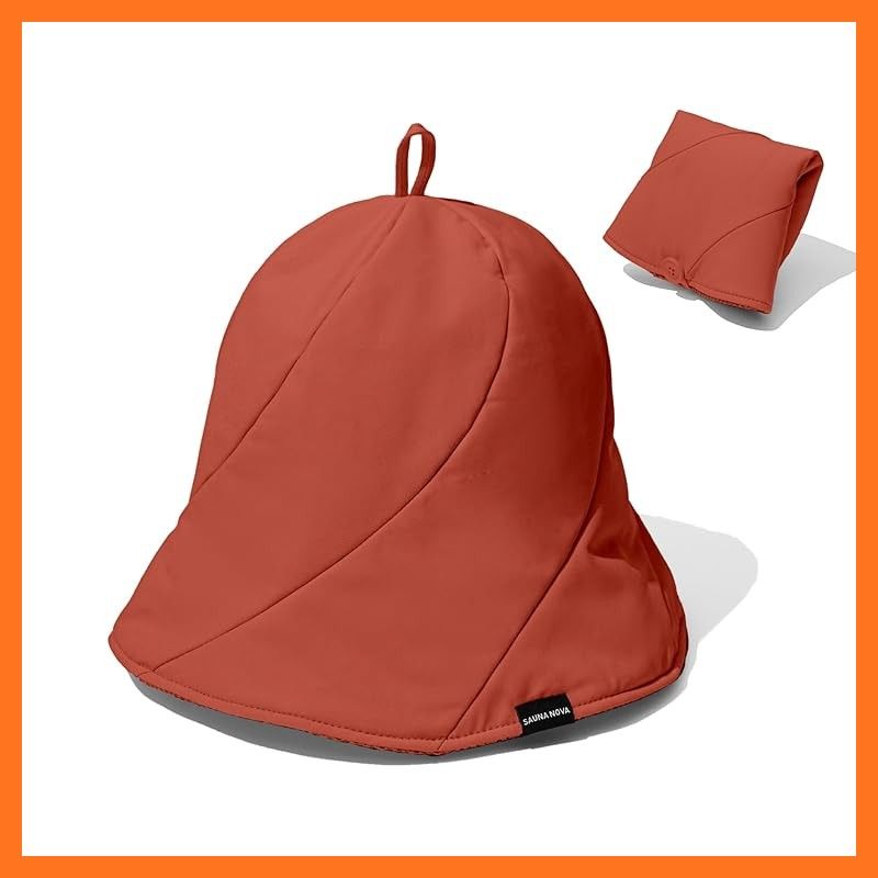 S SaunaNova これが サウナハットか サウナハット サウナキャップ サウナ帽子 メンズ レディース 男女兼用 3層構造 断熱性 撥水性 速乾性 洗濯丸洗い可 コンパクト 折りたたみ 大きめ 深め 汚れにくい ブラッドオレンジ