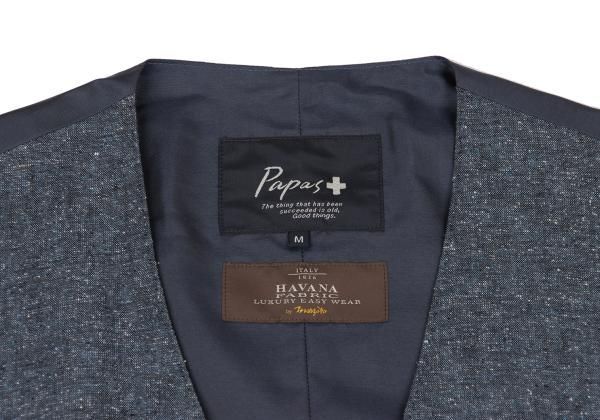 メンズ パパスプラスPapas+ HAVANE社ファブリックリネンシルクベスト