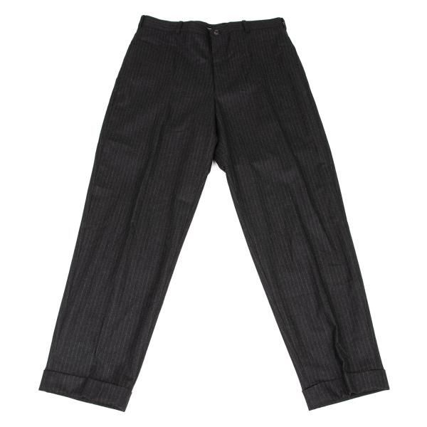 パパスPapas ウールストライプパンツ チャコールグレーグレーLL