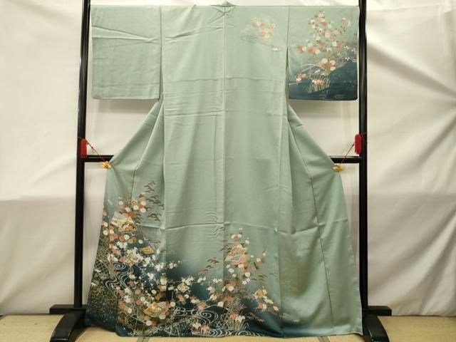 平和屋着物□訪問着 流水色紙花文 暈し染め 金彩 正絹 逸品 AABD5316sx