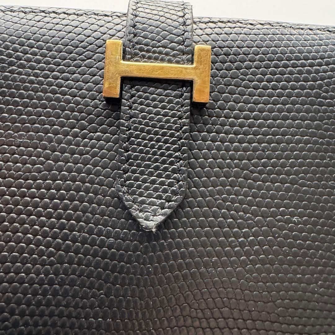 美品】 198 HERMES エルメス ベアン 2つ折り長財布 リザード - メルカリ