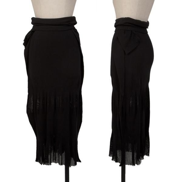 イッセイミヤケ エーポックISSEY MIYAKE A-POC サイド変形メッシュ切替ロングスカート 黒8