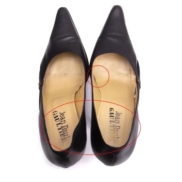 ジャンポールゴルチエJean Paul GAULTIER サイドギャザーレザーヒール