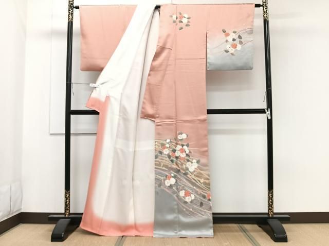 平和屋着物■極上　夏物　訪問着　流水紋紗　草花文　暈し染め　金銀彩　逸品　CZAA3347s5 平和屋着物□訪問着 流水草花文 暈し染め 金銀彩 正絹 逸品 CABA5557xi