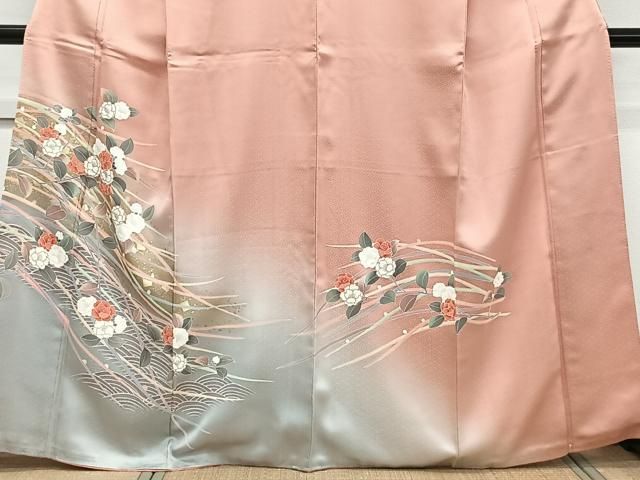 平和屋着物□訪問着 流水草花文 暈し染め 金銀彩 正絹 逸品 CABA5557xi