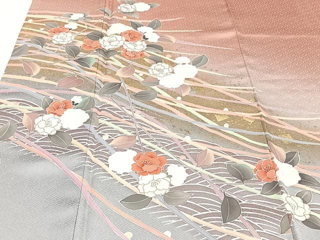 平和屋着物□訪問着 流水草花文 暈し染め 金銀彩 正絹 逸品 CABA5557xi