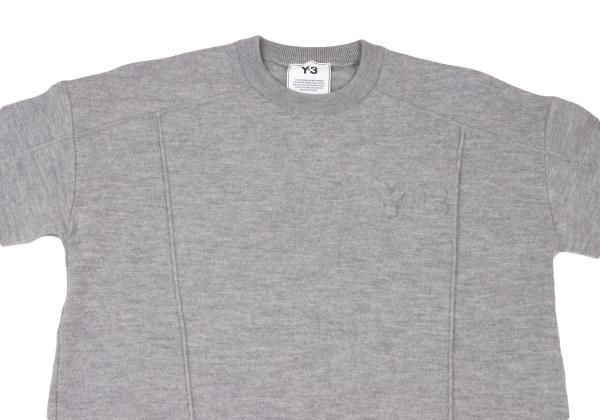 ワイスリーY-3 ロゴエンボスウールニットセーター グレーXS