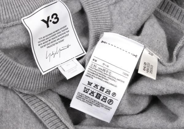ワイスリーY-3 ロゴエンボスウールニットセーター グレーXS