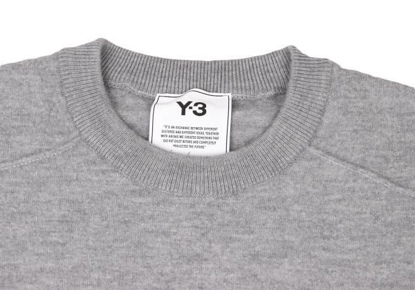 Y-3 エンボスロゴウールニット ワイスリーY-3 ロゴエンボスウールニットセーター グレーXS