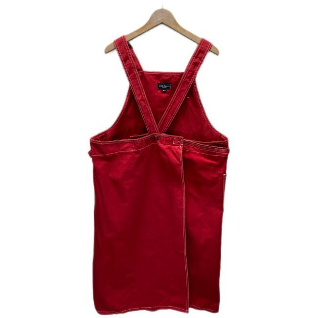 MIKI HOUSE MUM エプロン ワンピース ノースリーブ ロング丈 ウエストヒモ 無地 ワンポイント ブランドロゴ 刺しゅう 古着