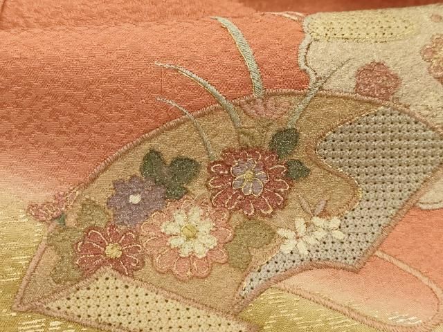 平和屋着物□訪問着 中国三大刺繍 汕頭刺繍 スワトウ刺繍 地紙花文 暈