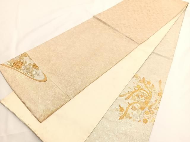 平和屋着物◎太鼓柄袋帯 綴れ 鳳凰枝垂れ花文 金銀糸 正絹 逸品