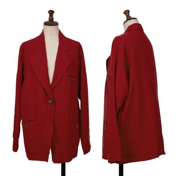 イッセイミヤケISSEY MIYAKE ウール1Bジャケット 赤M