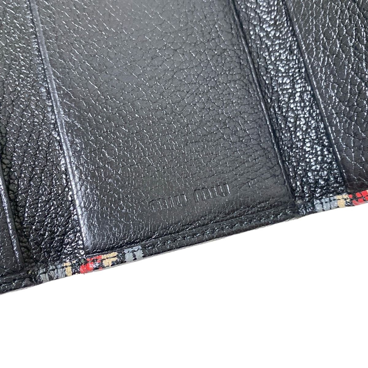 miumiu(ミュウミュウ) キーケース - 黒×レッド×マルチ 2連フック