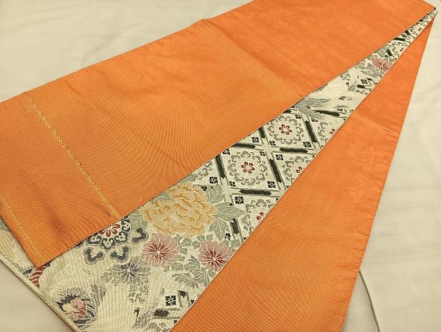 平和屋着物◎佐賀錦 両面 全通柄袋帯 鳳凰花文 銀糸 正絹 逸品