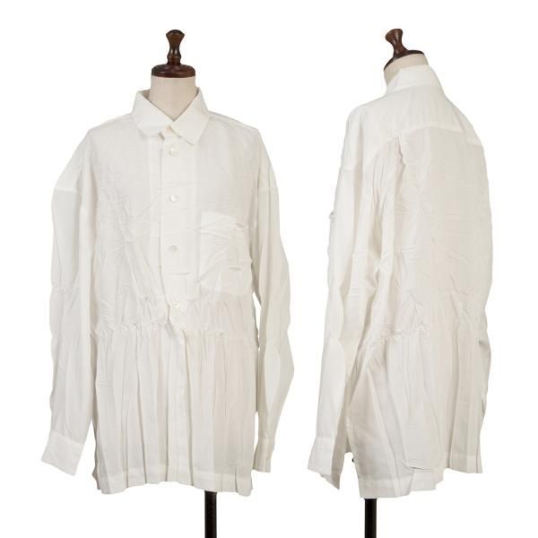 イッセイミヤケISSEY MIYAKE ポリシワプリーツ長袖シャツ オフホワイト