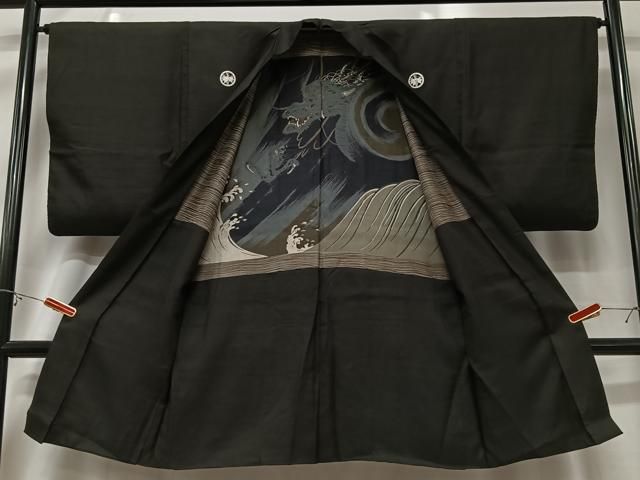 平和屋着物 男性 黒紋付 長羽織 正絹 逸品 DAAK9120cm(一般)｜売買された