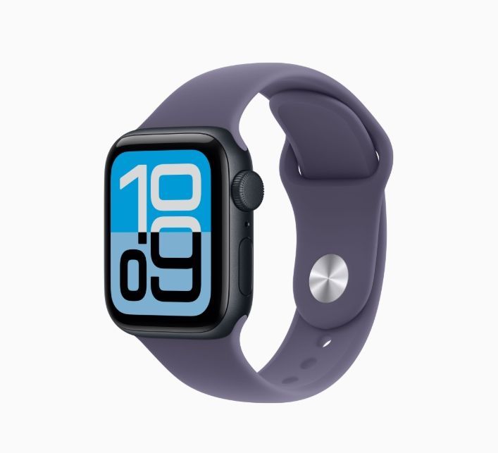 Apple Watch SE 3 GPSモデル 40 mmミッドナイトアルミニウムケースとパープルフォグスポーツバンド S M MEHX 4 J A MFFX FE