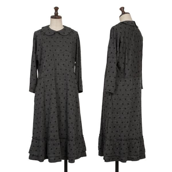 トリココムデギャルソン ポリエステル ウール ロングワンピース ドルマンスリーブ トリコ コムデギャルソンtricot COMME des GARCONS ウール混ドット