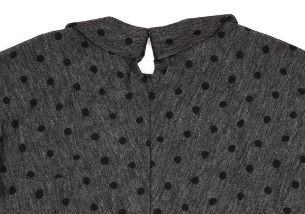 トリココムデギャルソン 丸襟 ワンピース ウール混 ドットプリント グレー 黒 トリコ コムデギャルソンtricot COMME des GARCONS ウール混ドット
