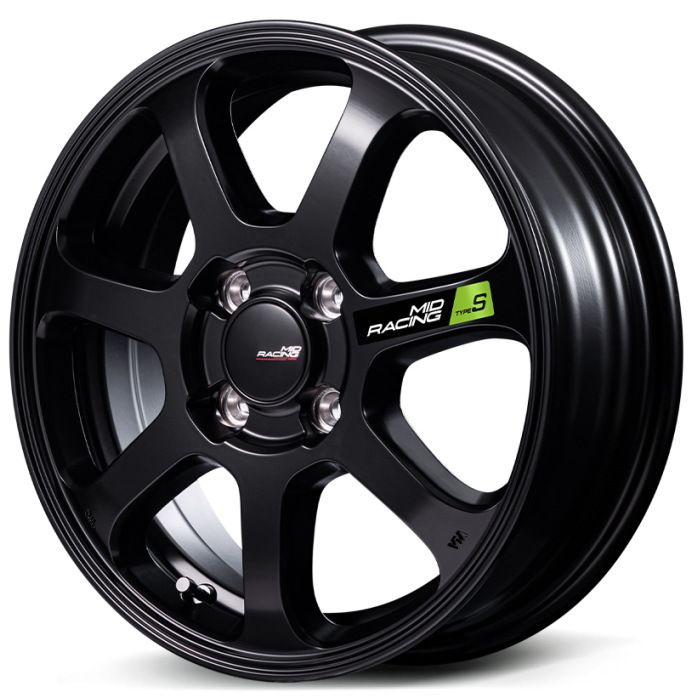 ホイール4本セット 15インチ 5 J 45 4 H 100 MID RACING R 50 TypeS セミグロスブラック