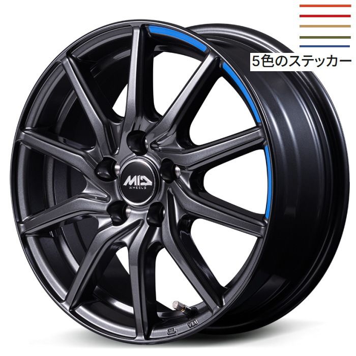 ホイール4本セット 15インチ 6 J 45 5 H 100 MID WHEELS RX 810 アクティブブラック