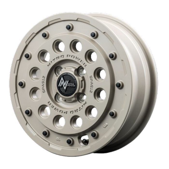 ホイール4本セット 15インチ 5 J 45 4 H 100 NITRO POWER 12 SHOTGUN TACTICAL EDITION セミグロスサンドベージュ