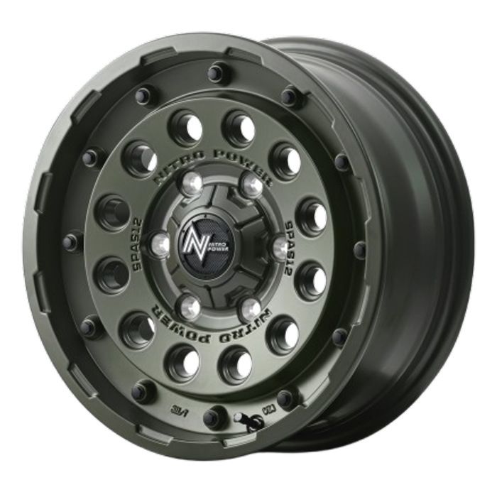 ホイール4本セット 16インチ 7 J 40 5 H 114 3 NITRO POWER 12 SHOTGUN TACTICAL EDITION セミグロスODグリーン