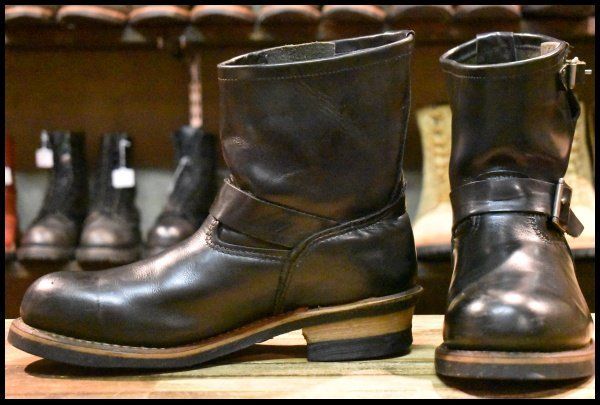 9 5 D 07年 レッドウィング 2976 ショート エンジニア 黒 ブラッククローム スチールトゥ ブーツ redwing FK 446