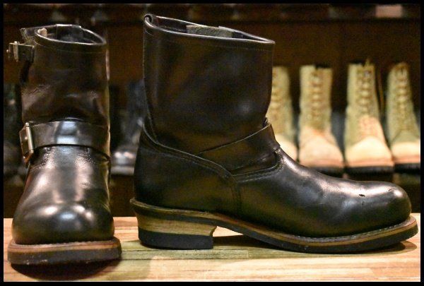 9 5 D 07年 レッドウィング 2976 ショート エンジニア 黒 ブラッククローム スチールトゥ ブーツ redwing FK 446