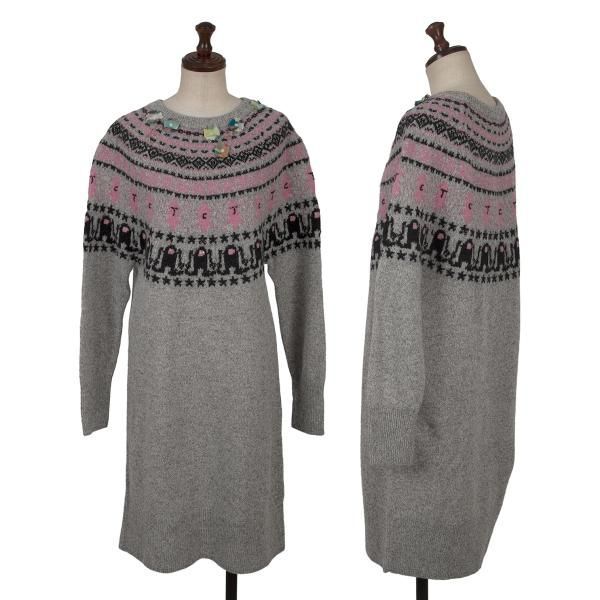 ツモリチサトTSUMORI CHISATO 装飾ノルディックニットチュニック