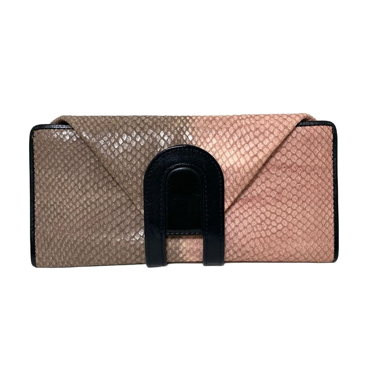 HIROKO HAYASHI ヒロコハヤシ 長財布 - ピンク×黒 型押し加工 レザー