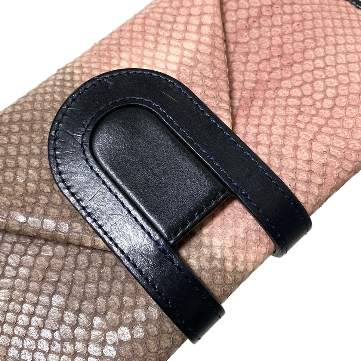 HIROKO HAYASHI(ヒロコハヤシ) 長財布 - ピンク×黒 型押し加工 レザー