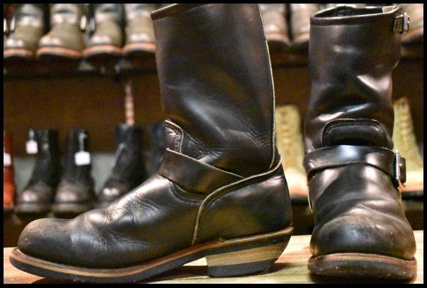 8 D PT 99刺繍 レッドウィング 2268 エンジニア 黒 ブラッククローム スチールトゥ プルオン ブーツ redwing FK 453