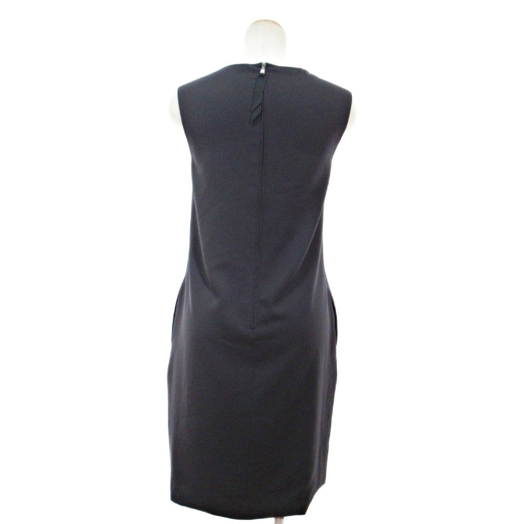 FOXEY フォクシー ノースリーブ ギャザー ワンピース 38 ブラック フォクシーニューヨーク FOXEY NEW YORK フェアリーギャザー