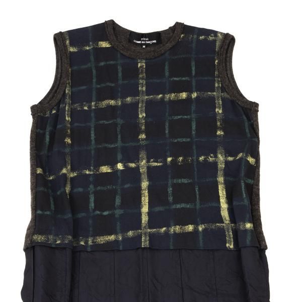 トリココムデギャルソン チェック ノースリーブワンピース ロング 緑 紺 F トリココムデギャルソンtricot COMME des GARCONS チェックプリント