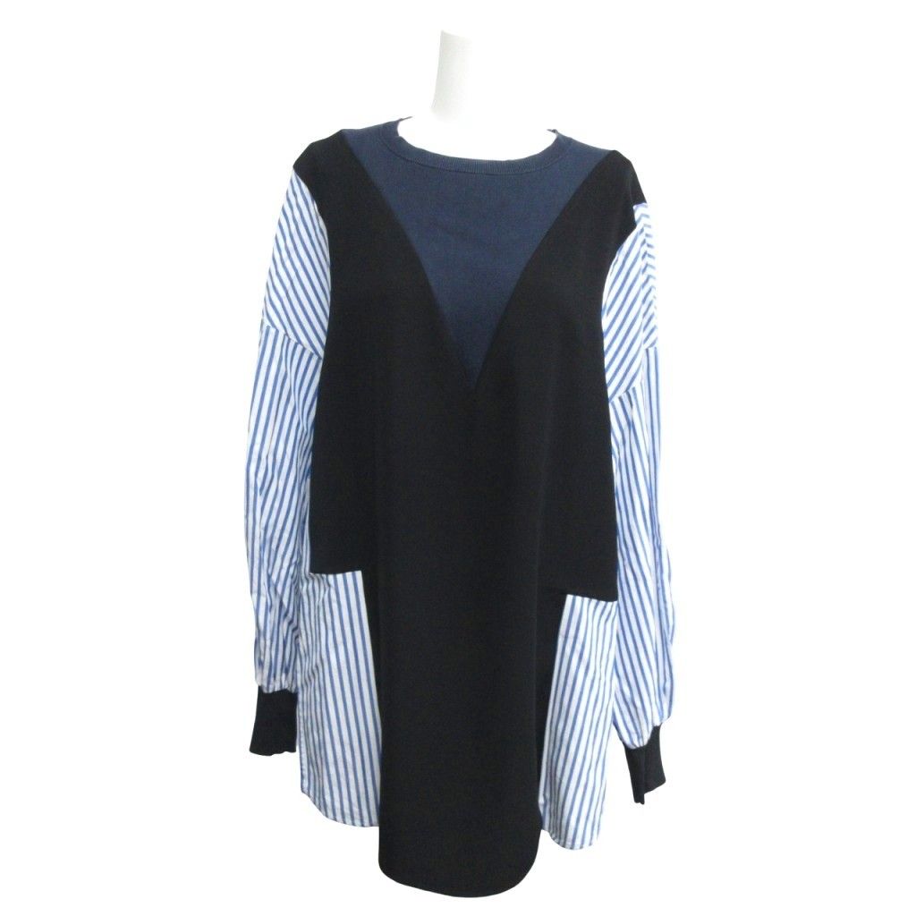 美品 エンフォルド ダブル サテン ニット ドッキング シャツ プルオーバー 美品 エンフォルド ダブル サテン ニット ドッキング シャツ プル