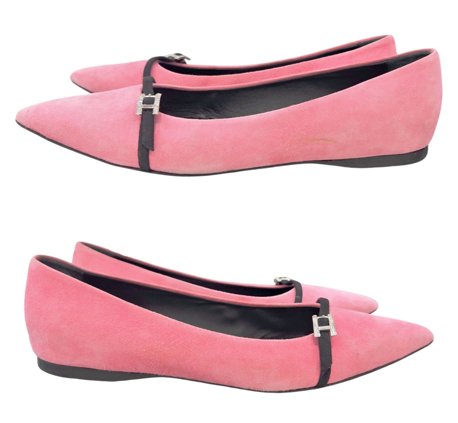 中古】HERMES エルメス パンプス 靴 シューズ スエード ピンク