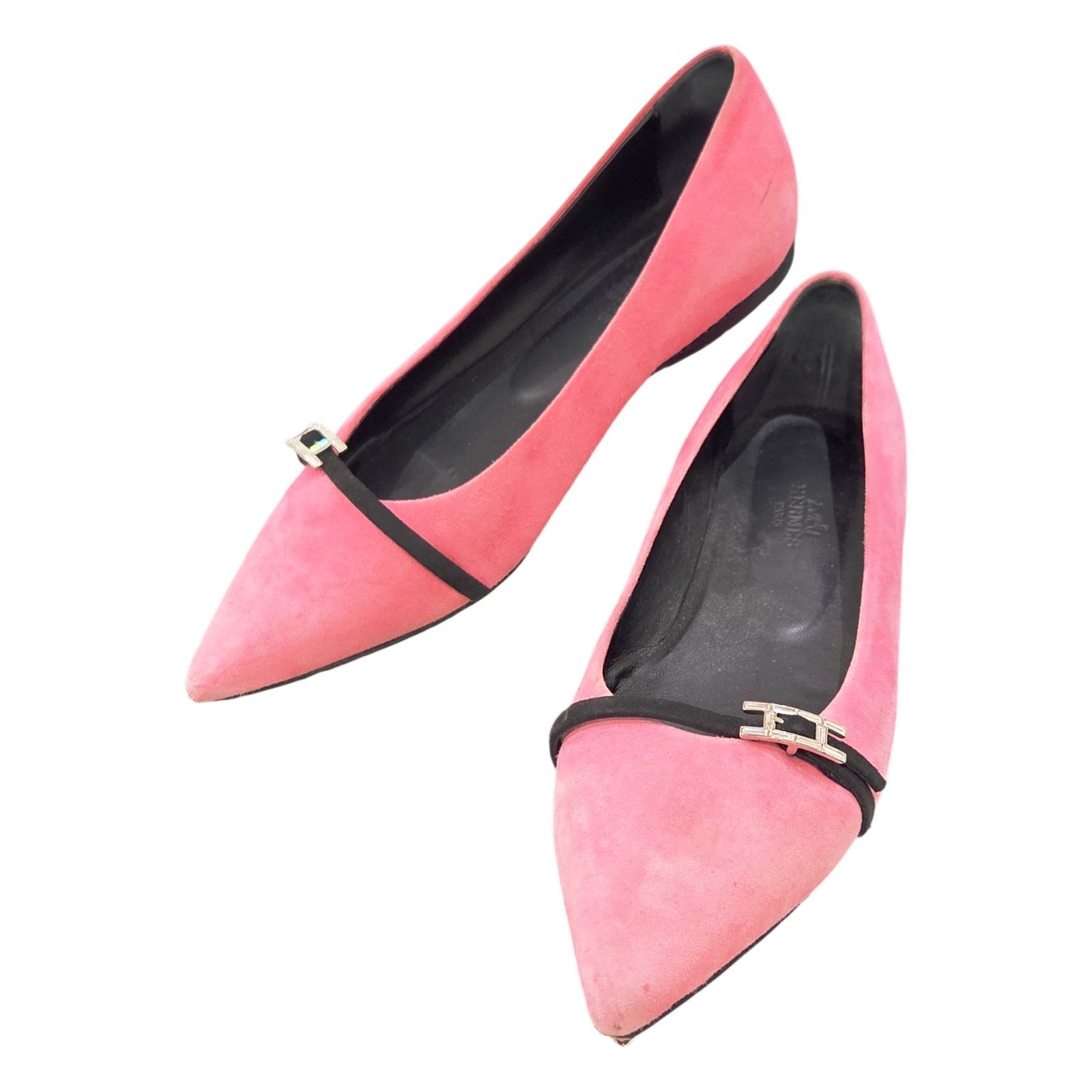 中古】HERMES エルメス パンプス 靴 シューズ スエード ピンク