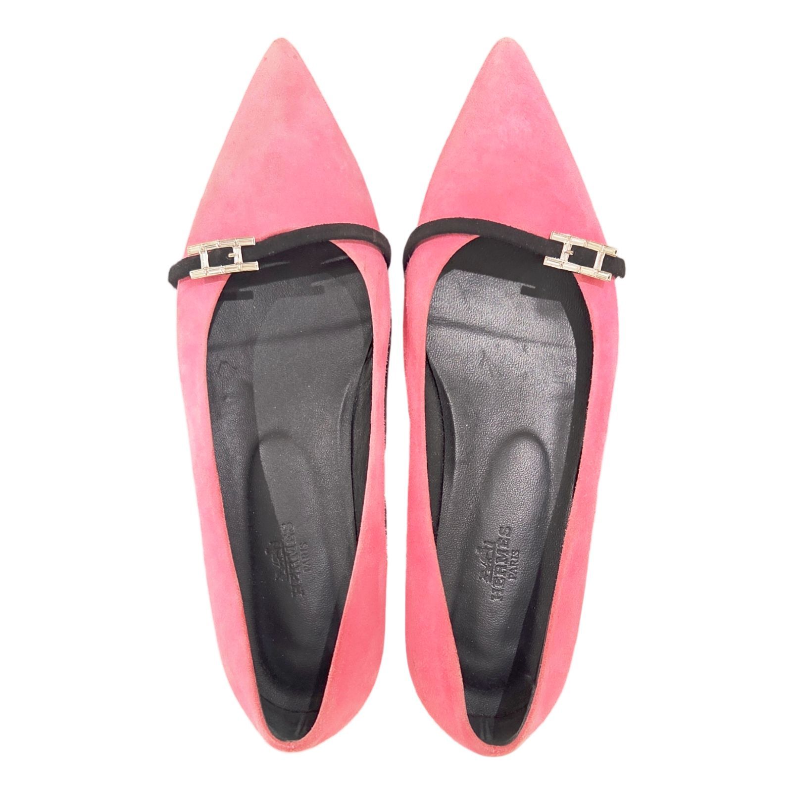 中古】HERMES エルメス パンプス 靴 シューズ スエード ピンク