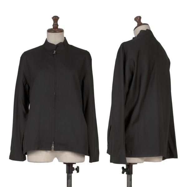 ワイズY's シルク混スリットカラーririジップブルゾン 黒3