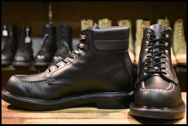 9 E 23年 レッドウィング 8133 スーパーソール 黒 ブラッククローム モックトゥ 編み上げ ブーツ redwing FK 455